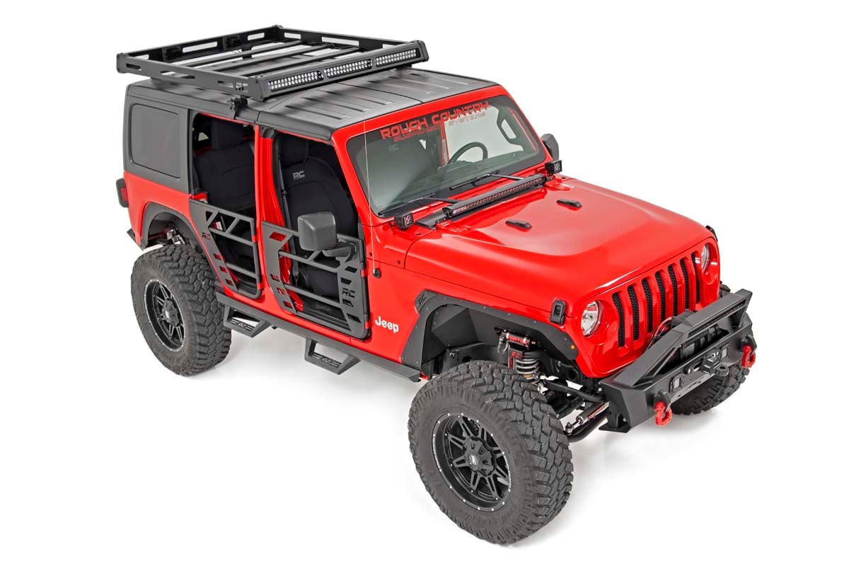 Jeep Wrangler Unlimited Roof Rack - Rough Country - Rough Country - Black - '18-'25